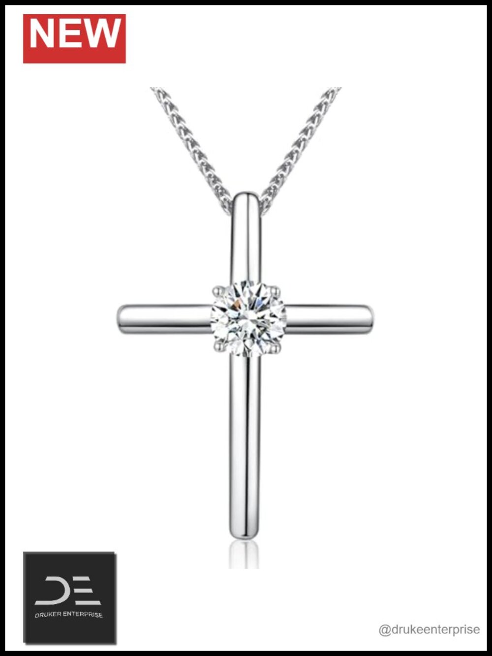 Moissanite Cross Necklace Women 18K Gold Plated 925 Sterling Silver Pendant